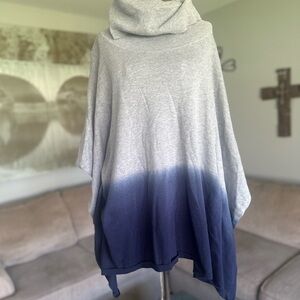 Chicos lightweight sweater poncho size S/M Gray and Blue Ombre Poncho.